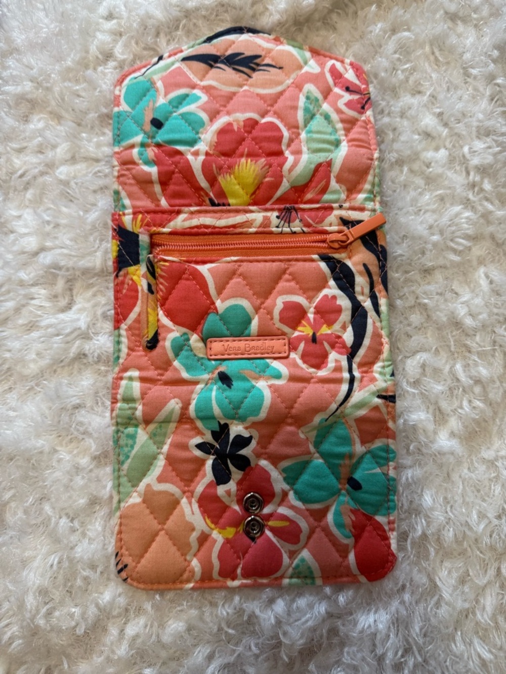 Vera Bradley Coral Floral Quilted Wallet with Teal Accents - Picture 4 of 5